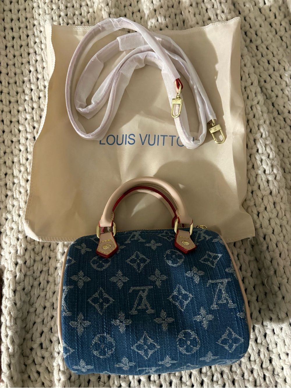Monogram Denim Mini Bag with Crossbody strap